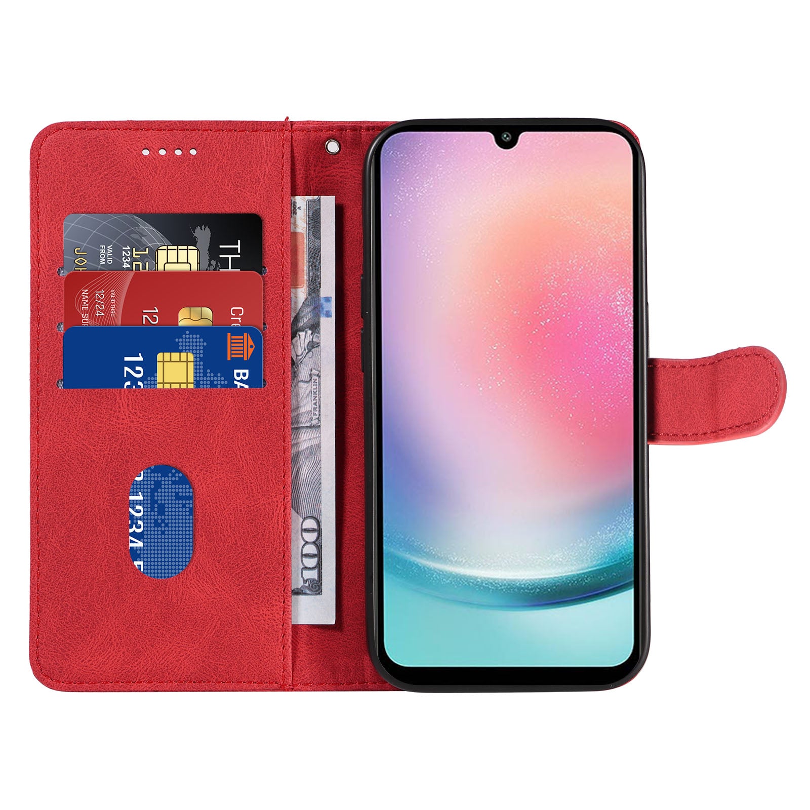 For Samsung Galaxy A24 4G Lines Imprinted Leather Wallet Phone Case Foldable Stand Cover For Samsung Galaxy A24 4G Lines Imprinted Leather Wallet Phone Case Foldable Stand Cover